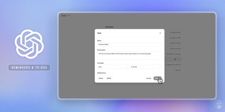 OpenAI now allows you to schedule reminders and to-dos in ChatGPT with a new Tasks feature
