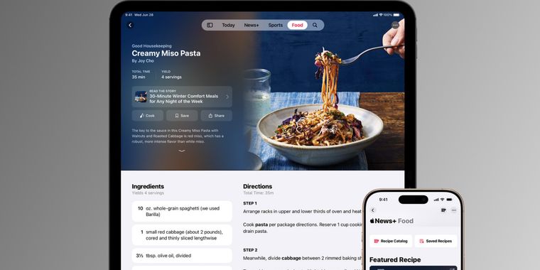 Apple expands Apple News+ with new food section