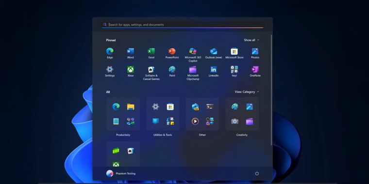 Microsoft is launching a big redesign for the Windows 11 start menu with categories view