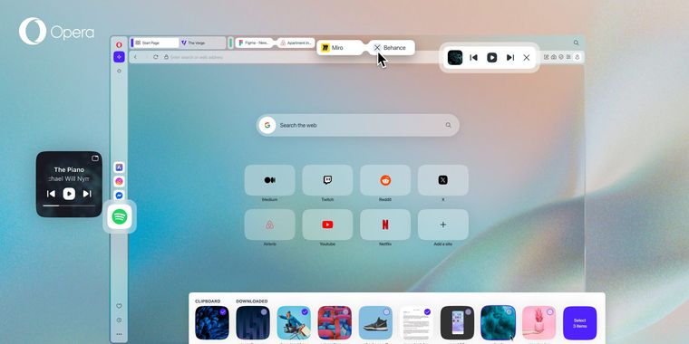 Opera One adds music player to toolbar, easier split screen closing, and better Easy Files