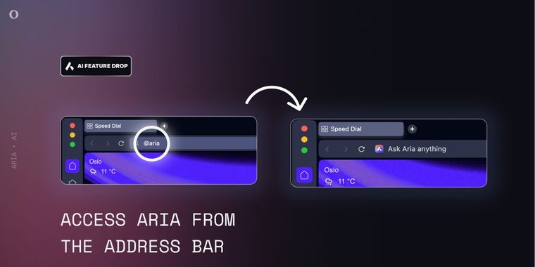 Opera adds Aria AI access via address bar