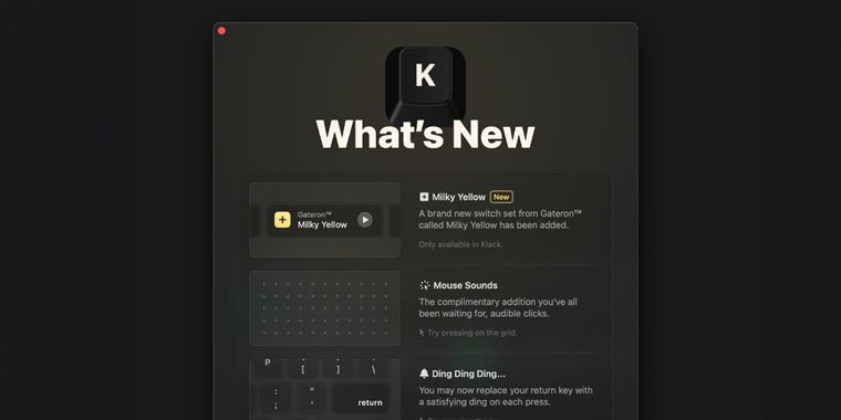 Klack introduces new Milky Yellow Switch set and new Mouse Click sounds