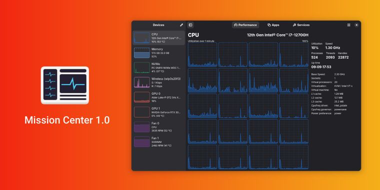 Mission Center 1.0 brings Magpie backend, SMART data, and per-process network monitoring