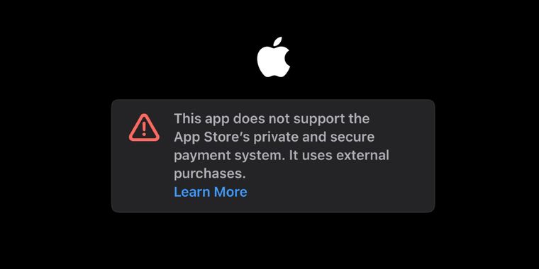 Apple shows discouraging warnings for EU users of third-party in-app payment options