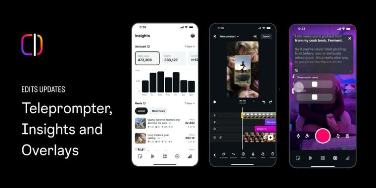 Instagram Edits adds teleprompter, overlays, and script controls for creators
