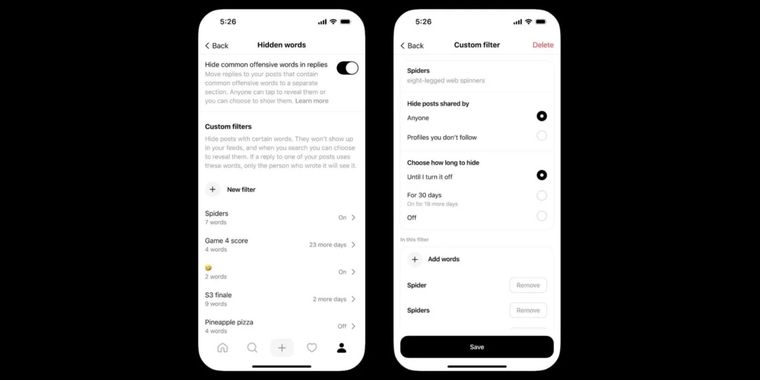Threads introduces advanced content filters with custom word blocks