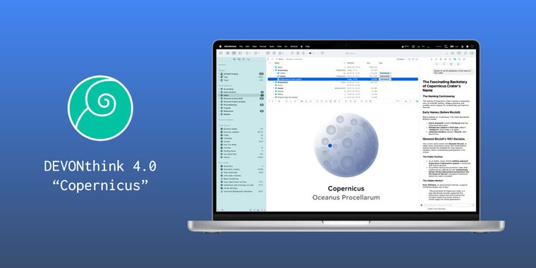 DEVONthink 4 “Copernicus” adds AI model integration, automatic versioning & smarter search