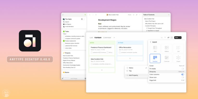 Anytype Desktop 0.48.0 introduces Table of Contents, List View upgrades and more