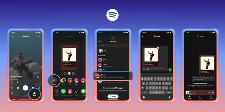 Spotify adds direct messaging to let users share music and podcasts within the platform
