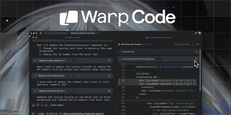 Warp launches Warp Code with tools for code review, agent profiles & integrated diff view