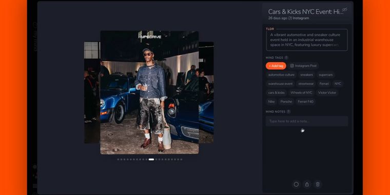 mymind introduces saving and search for Instagram gallery posts