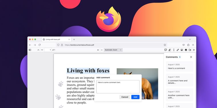 Firefox 145 brings built-in PDF comments, anti-fingerprinting upgrades & tab group preview