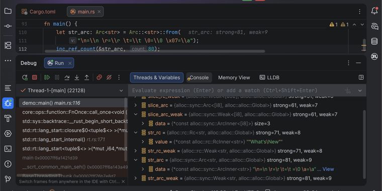 RustRover 2025.3 adds LLDB evaluator, AI trait tools, and popup actions