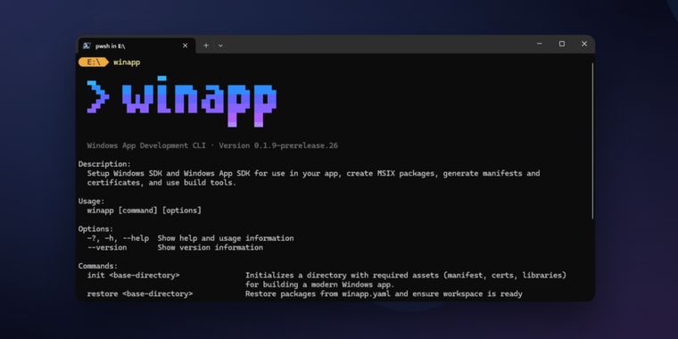 Microsoft launches winapp, a command line utility to simplify Windows app development