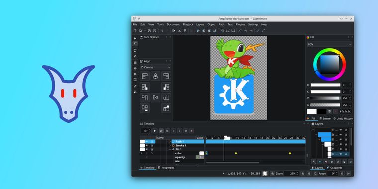 Glaxnimate 0.6.0 enhances KDE integration, timeline tools, bezier editing, and SVG export