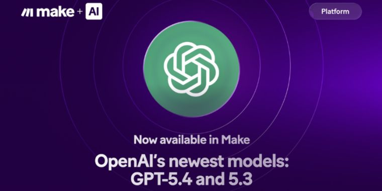 GPT-5.4 and 5.3 models now available in Make