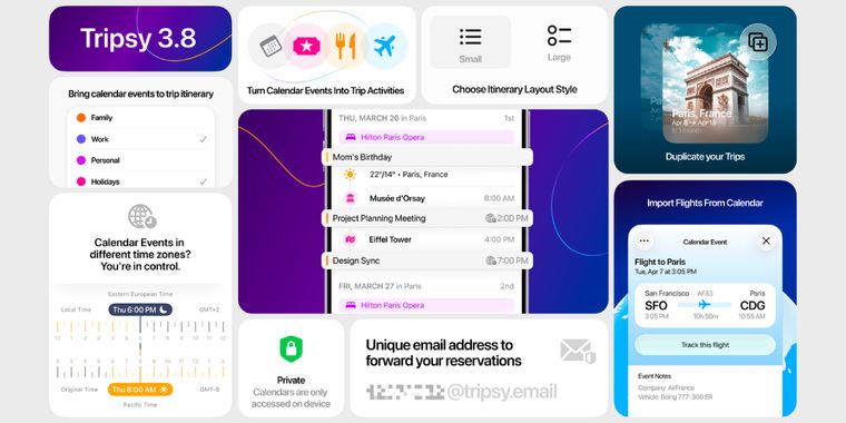 Tripsy 3.8 brings advanced calendar integration with timezone tools and trip duplication