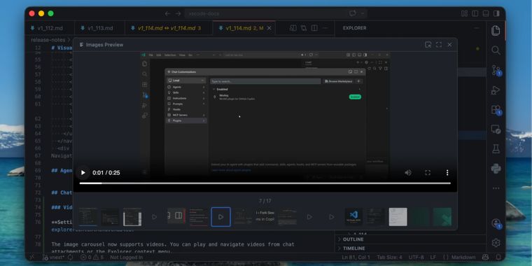 Visual Studio Code 1.114 adds video in carousel, semantic code search, and TypeScript 6.0