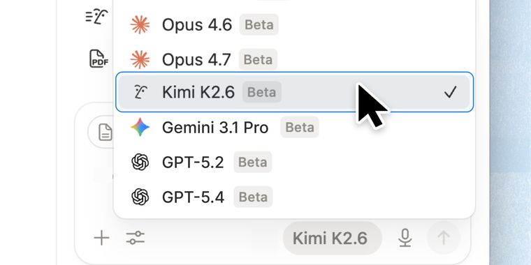 Kimi K2.6 model now available in Notion with open-weight support