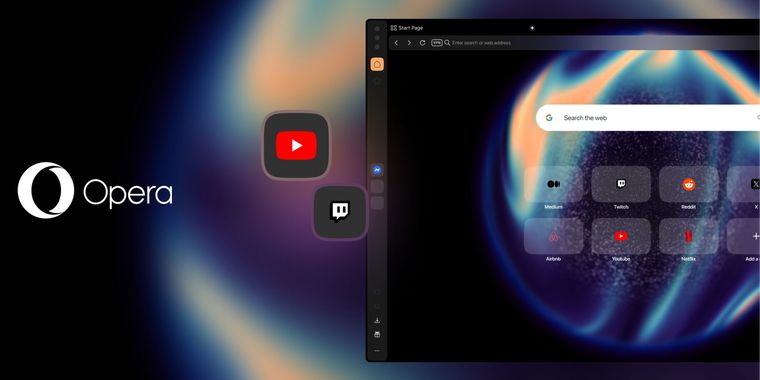 Opera One updates with sidebar YouTube and Twitch and upgraded Video Popout