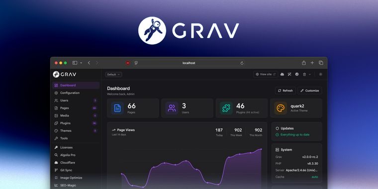 Grav 2.0 RC launches with new admin UI, REST API, refreshed default theme, and MCP server
