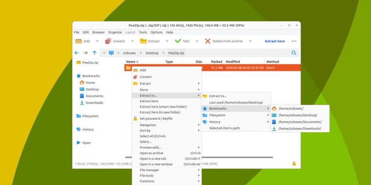 File archiver PeaZip 11.1 refines extraction menus, updates backends, and boosts security
