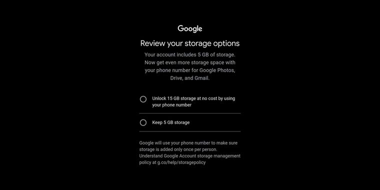Google is shrinking free storage from 15GB to 5GB unless you add a verified phone number