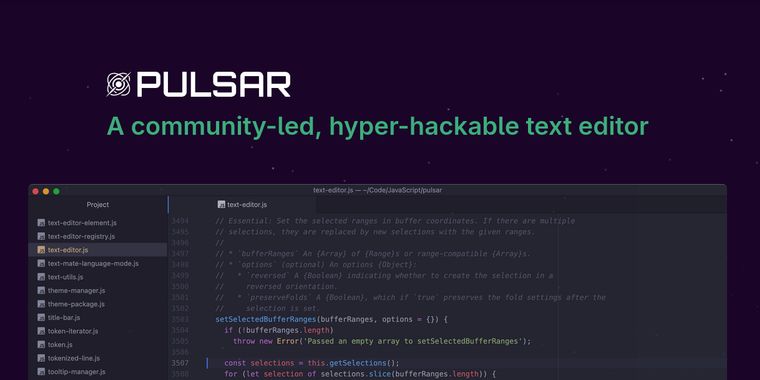 Pulsar 1.132 adds new terminal package, improved Git branch switching & large file setting