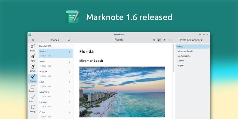 Marknote 1.6 adds initial sub-folder support, background blur effect, and emoji completion