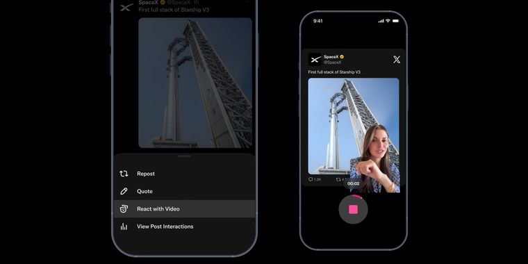 X launches 'React with Video' for reposts on iOS