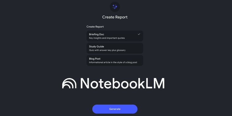 NotebookLM app adds briefing docs, study guides, and blog post reports