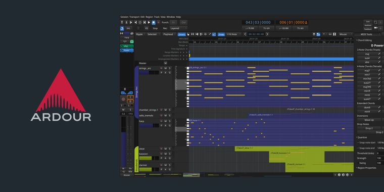 Ardour 9.7 streamlines control surfaces, enhances MIDI editing and adds vertical scrollbar