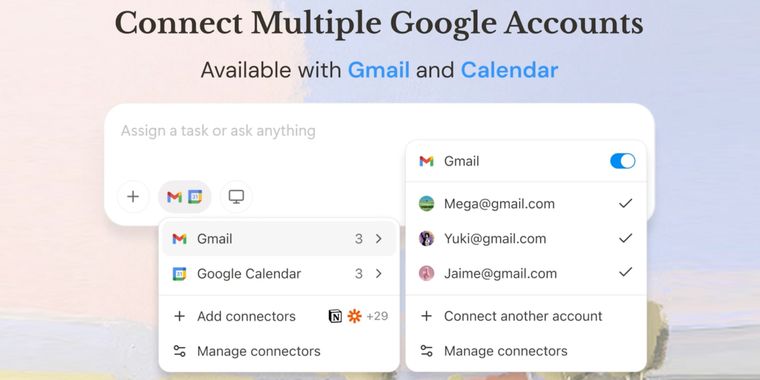 Manus update: connect and manage multiple Gmail & Google Calendar accounts