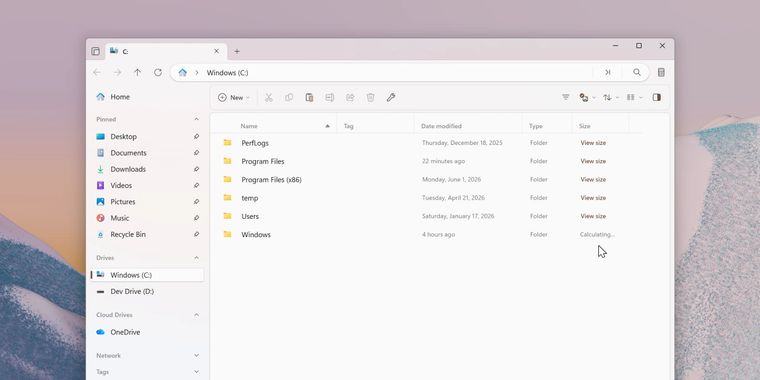 Files 4.1.3 adds on-demand folder sizes, selection saving across layouts, and tag clearing