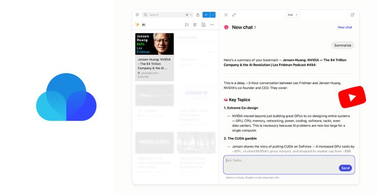 Raindrop now lets you transcribe & chat with YouTube videos through its Stella AI chatbot