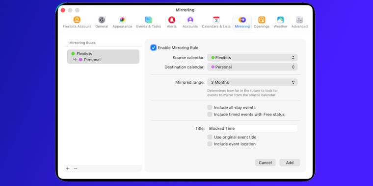 Fantastical launches Calendar Mirroring for automatic cross-calendar syncing