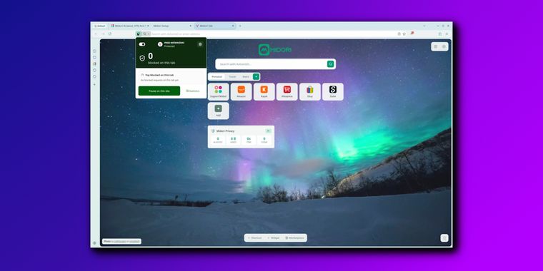Midori Browser11.8.2 boosts adblock speed and adds new tab features