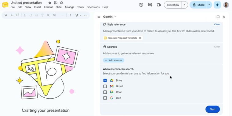 Gemini enables native, editable AI-powered presentations in Google Slides