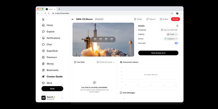 X launches Live Studio, a new live-streaming tool to rival YouTube and Twitch