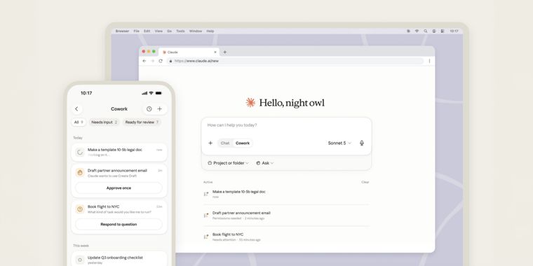 Claude Cowork is now available on web and mobile with background task execution