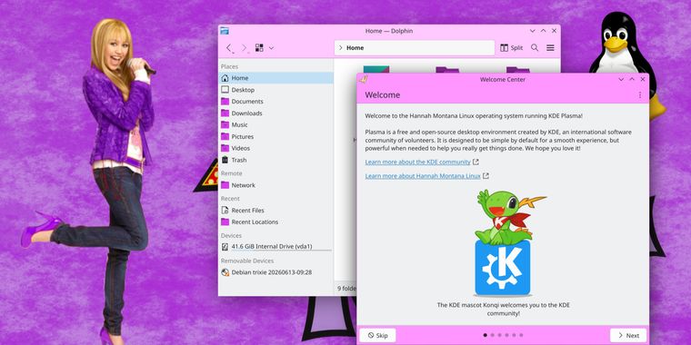 Hannah Montana Linux has been revived with a modernized stack, but still a lot of pink!