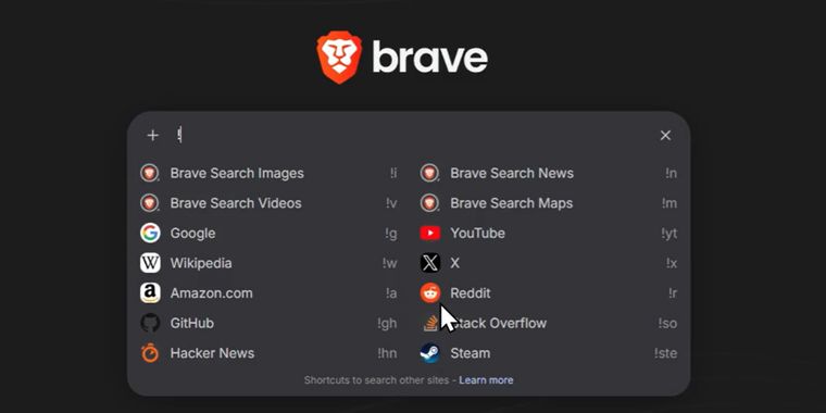 Brave Search now supports search bangs in suggestions and address bar