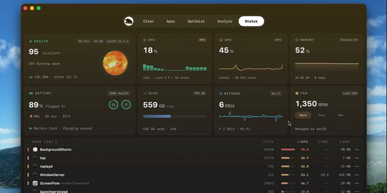 Mole for Mac 1.10 adds whole-disk treemap and live CPU/GPU metrics