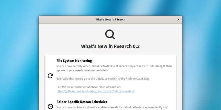 FSearch 0.3 adds filesystem monitoring, per-folder indexing, improved scan logic, and more