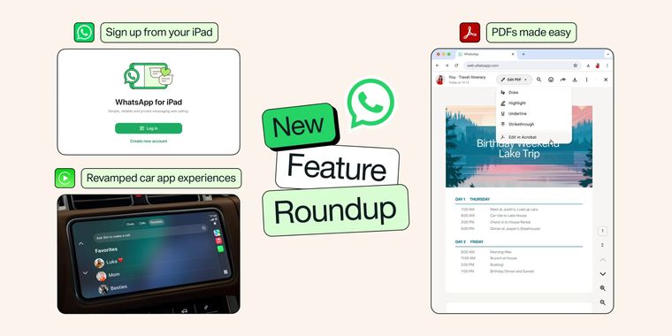 WhatsApp adds iPad sign-up, revamped CarPlay & Android Auto, and built-in PDF annotations