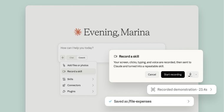 Claude Cowork adds screen-recorded skill teaching for advanced automation