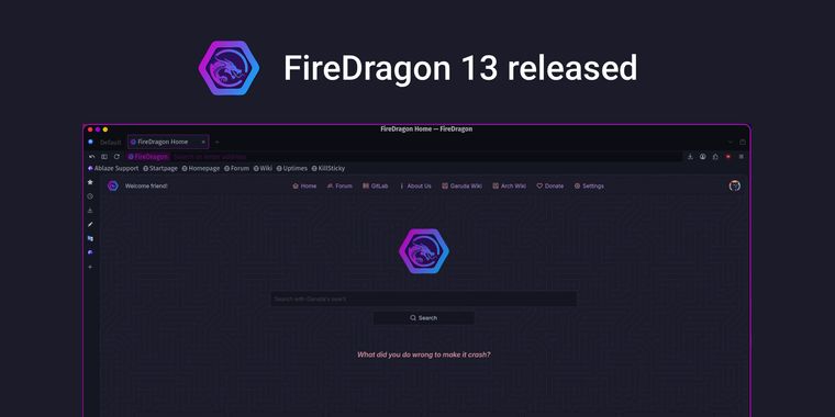 FireDragon 13 revamps web browser core, adds XDG Base Directories, and new welcome dialog