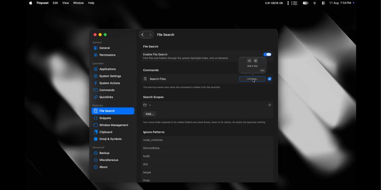Tinycast 0.9.3 release introduces file search