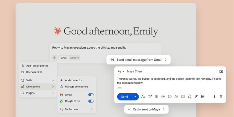 Claude adds Gmail reply and Google Drive management to paid plans