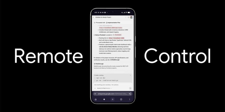 Antigravity adds Remote Control for browser-based management of agent sessions